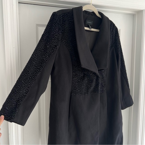 H BY HALSTON Black Textured Shawl Collar Coat Size 12 Minimalist Winter Jacket - Picture 5 of 16